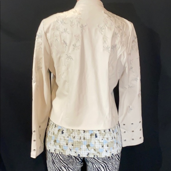 LYSSE Embroidered Vegan Leather Moto Jacket Coat - Picture 7 of 10